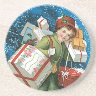 Vintage Kerstmis Zandsteen Onderzetter