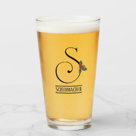 Vintage kerstmonogram S Gepersonaliseerde bier Glas