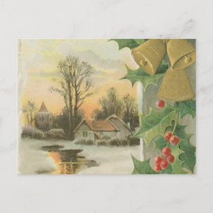 Vintage Kerstmorgen winteromgeving Feestdagenkaart