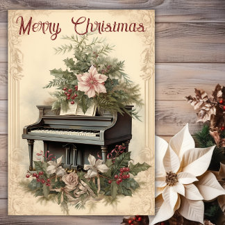 Vintage Kerstmuziek Grote Piano Groen Feestdagen Kaart
