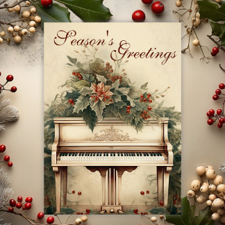 Vintage Kerstmuziek Grote Piano Groen Feestdagen Kaart