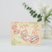 Vintage-kerstmuzieknotities Briefkaart (Staand voorkant)