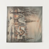 Vintage Kerstnacht Tapestry Wandkleed (Voorkant (horizontaal))