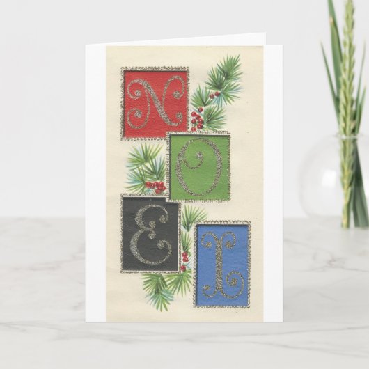 Vintage-kerstnoel Feestdagen Kaart (Voorkant)