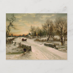 Vintage kerstochtend in Sleigh Ride Feestdagenkaart
