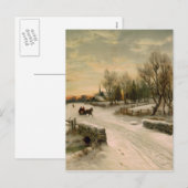 Vintage kerstochtend in Sleigh Ride Feestdagenkaart (Voorkant / Achterkant)
