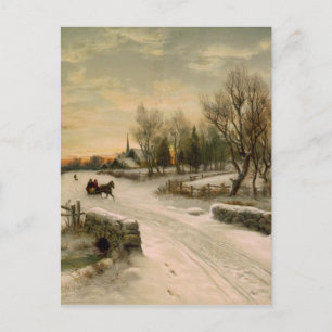 Vintage kerstochtend in Sleigh Ride Feestdagenkaart