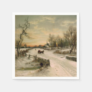 Vintage kerstochtend in Sleigh Ride Servet