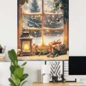 Vintage kerstontwerp. Dubbele zijkunst. Santa Poster (Thuiskantoor)