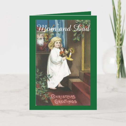 Vintage kerstouders feestdagen kaart (Voorkant)