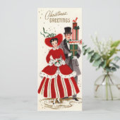 Vintage-kerstpaar Feestdagenkaart (Staand voorkant)