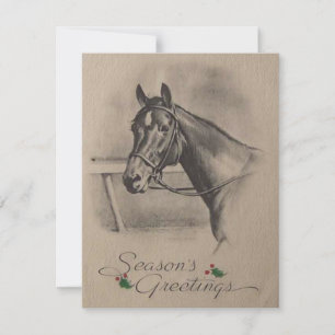 Vintage kerstpaard Seizoengroet Feestdagenkaart