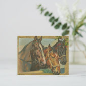 Vintage-kerstpaarden Feestdagenkaart (Staand voorkant)