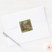 Vintage-kerstpaarden Vierkante Sticker (Envelop)