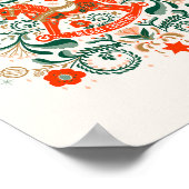 Vintage kerstpaardenillustratie poster (Hoek)