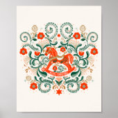 Vintage kerstpaardenillustratie poster (Voorkant)