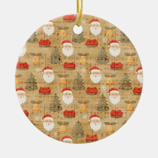 Vintage kerstpapier keramisch ornament (Voorkant)