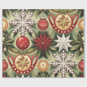 Vintage-kerstpatroon Cadeaupapier (Vlak)