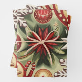 Vintage-kerstpatroon Inpakpapier Vel (In situ)