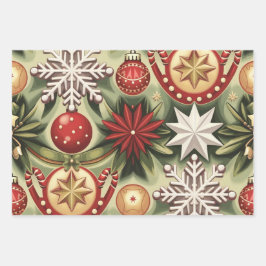 Vintage-kerstpatroon Inpakpapier Vel