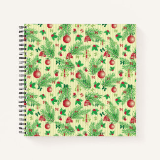Vintage-kerstpatroon Notitieboek