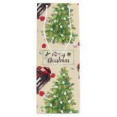 Vintage-kerstpatroonpatroon Wijn Cadeautas (Achterkant)