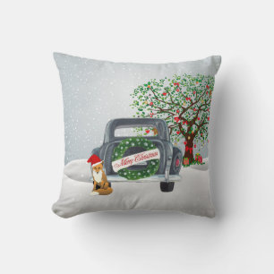 Vintage kerstpiloot met boom en automatisering kussen