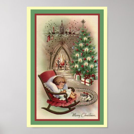 Vintage-kerstPoster Poster (Voorkant)