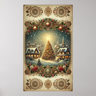 Vintage-kerstPoster Poster