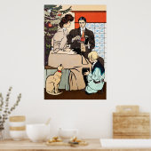 Vintage-kerstPoster Poster (Keuken)