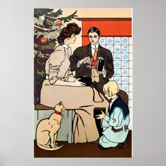 Vintage-kerstPoster Poster