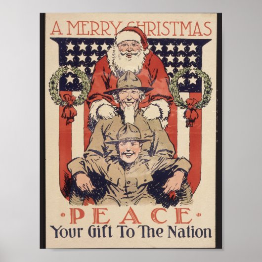 Vintage-kerstPoster — Vrede Poster (Voorkant)