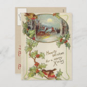 Vintage kerstpostkaart feestdagenkaart (Voorkant / Achterkant)