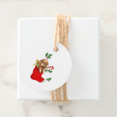 Vintage kerstpuppy bedankjes labels (In situ)