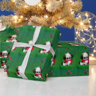Vintage kerstpuppy Holiday Cadeaupapier
