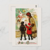 Vintage kerstraam winkelen briefkaart (Voorkant / Achterkant)