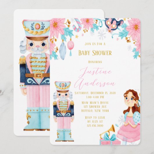 Vintage kerstrecker Baby shower Kaart (Voorkant / Achterkant)