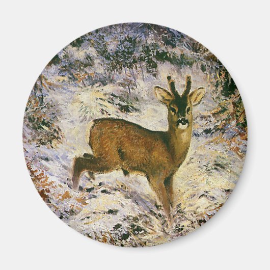 Vintage-kerstrenrender in wintervorst magneet (Voorkant)