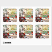 Vintage kerstretro animal Holiday sticker (Vel)