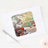 Vintage kerstretro animal Holiday sticker (Envelop)