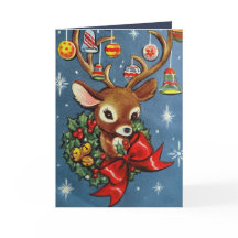 Vintage-kerstretro-rendierkaart toevoegen