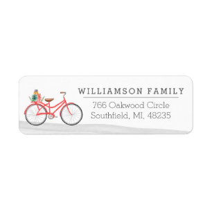 Vintage kerstrode fiets Cadeau levering Etiket