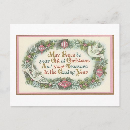 Vintage kerstroze met duiken feestdagenkaart (Voorkant)