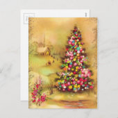 Vintage-kerstscène Feestdagenkaart (Voorkant / Achterkant)