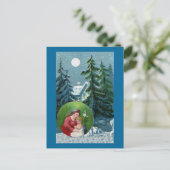 Vintage-kerstscène Feestdagenkaart (Staand voorkant)