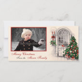 Vintage-kerstscène-fotokaart Feestdagenkaart (Voorkant)