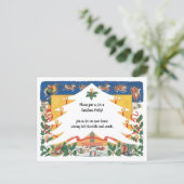 Vintage kerstscène met kerstman briefkaart (Staand voorkant)