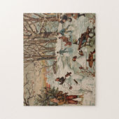 Vintage kerstscène schaatsen legpuzzel (Verticaal)