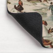 Vintage kerstscène schaatsen muismat (Hoek)