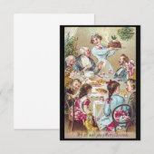 Vintage kerstschildering feestdag diner kaart (Voorkant / Achterkant)